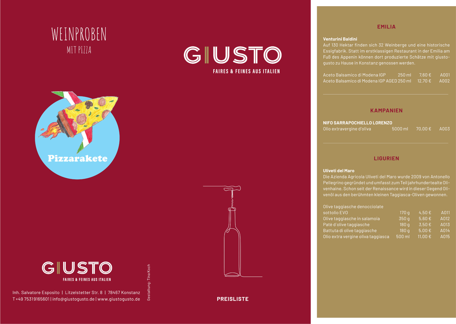 Giusto Konstanz - Faires und Feines aus Italien - Wein, Öl, Olive, Pasta - Salvatore Esposito
